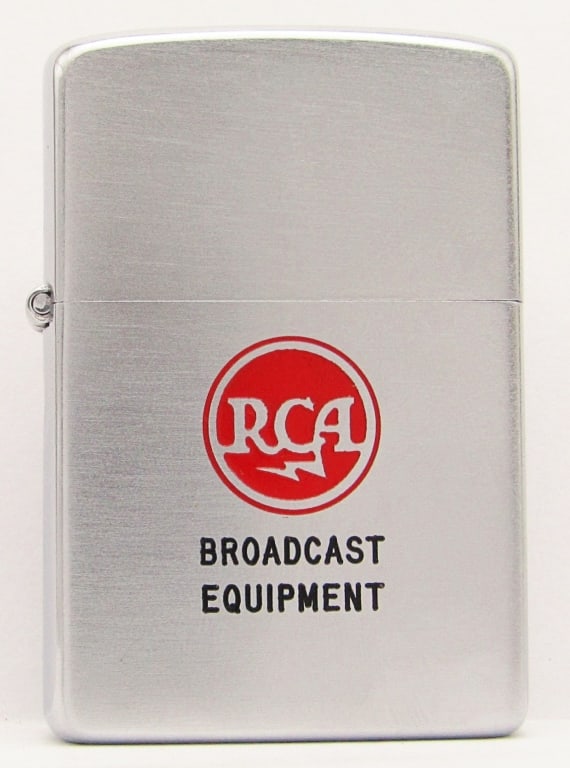 1958 PAT. 2517191 Unfired Advertising Zippo: RCA Broadcast Equipment; Unfired Zippo Lighter