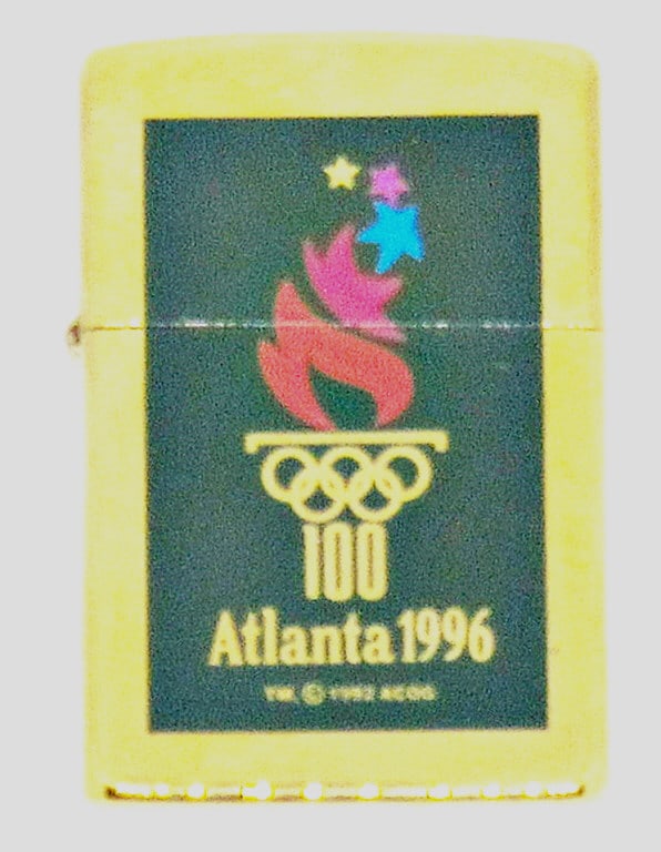 1995 ZIPPO LIGHTER, ATLANTA OLYMPICS LOGO: 1995 ZIPPO LIGHTER, ATLANTA 1996 OLYMPICS LOGO, SOLID BRASS; UNFIRED!