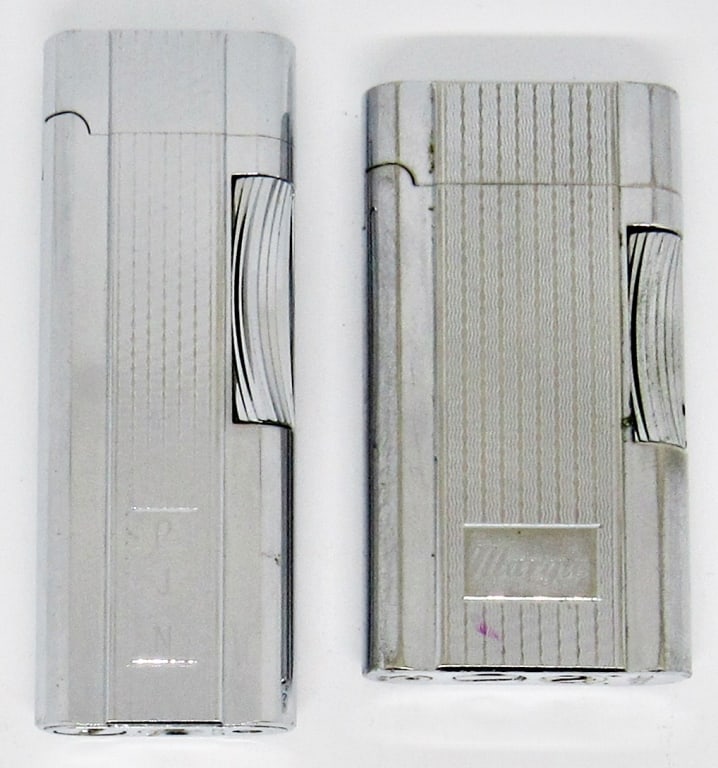 (2) SILVER TONE SAROME FLINT ZIPPO LIGHTERS: VINTAGE SAROME FLINT ZIPPO LIGHTERS WITH FLIP TOPS; ENGRAVED & MONOGRAMMED; USED CONDITION
