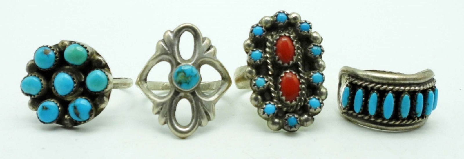 (4) TURQUOISE & STERLING LADIES RINGS (1 of 7)