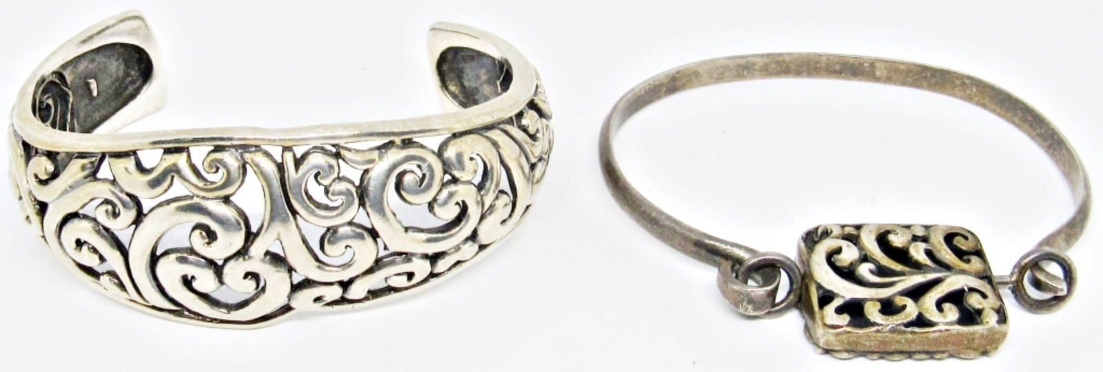 LOT OF 2 ORNATE STERLING BRACELETS (1 of 4)