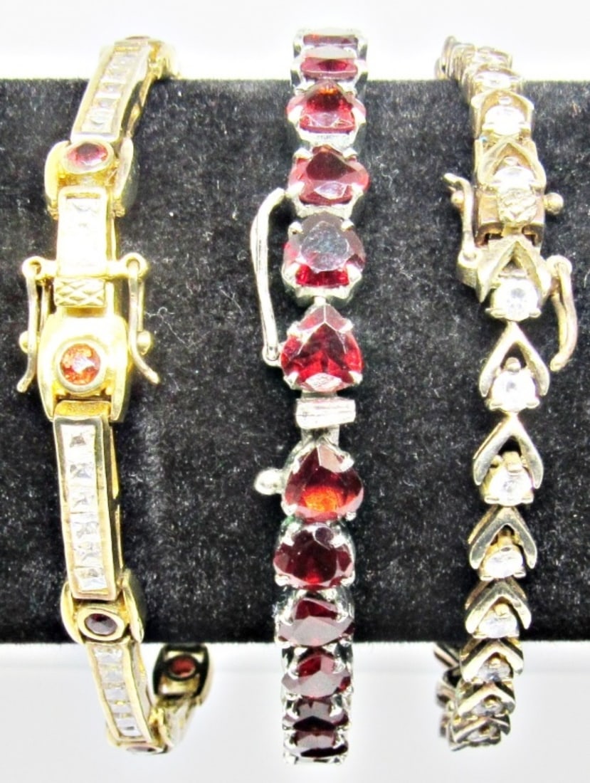 (3) STERLING VINTAGE TENNIS BRACELETS (1 of 4)