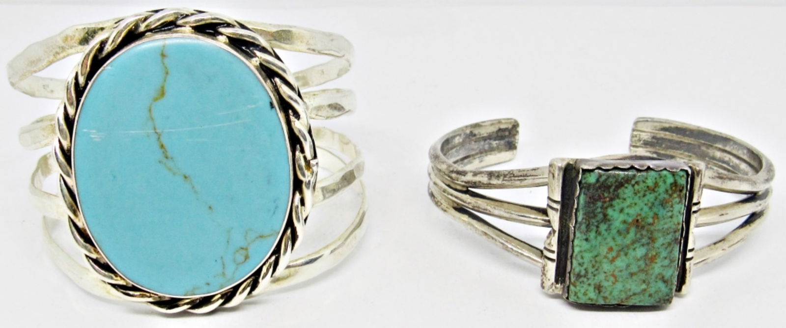 (2) STERLING CUFF TURQUOISE BRACELETS (1 of 4)
