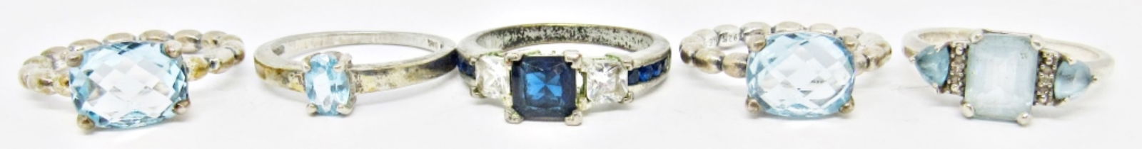 (5) VINTAGE STERLING BLUE GEMSTONE RINGS (1 of 3)