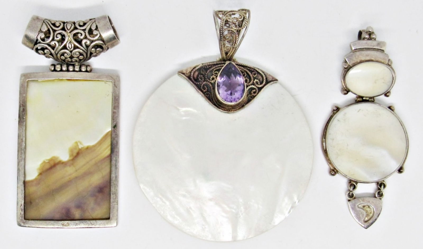 (3) MOTHER OF PEARL STERLING PENDANTS (1 of 3)