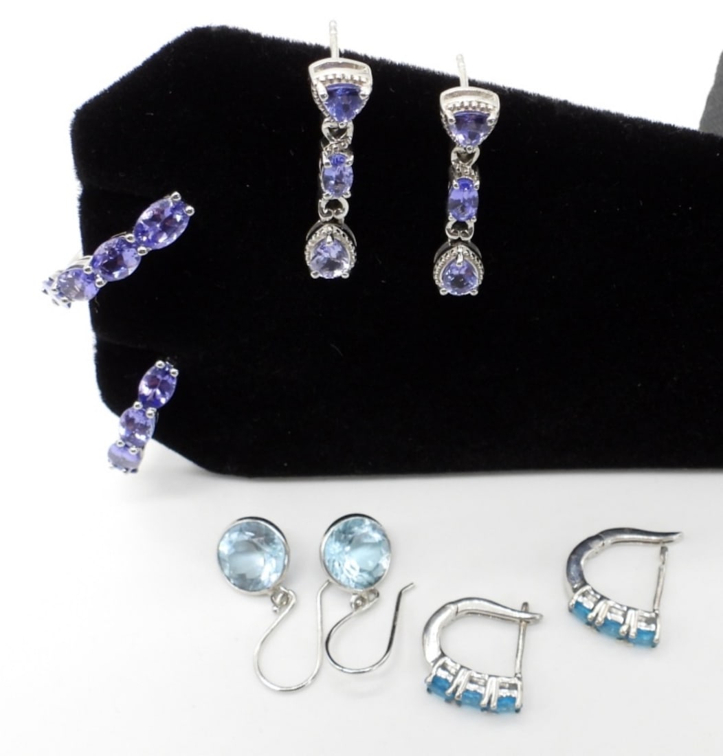 (4) STERLING GEMSTONE PIERCED EARRING SETS (1 of 2)