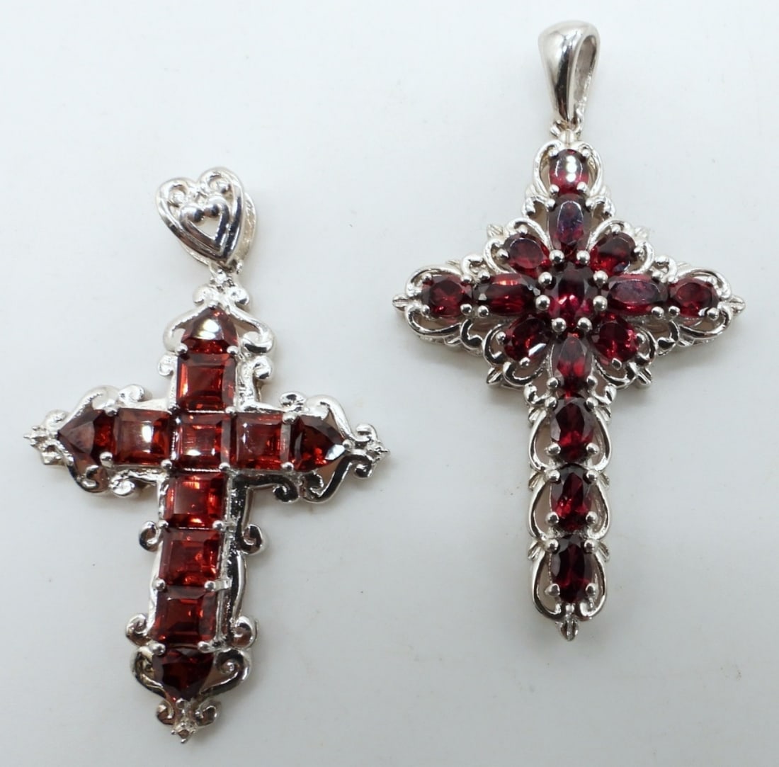 (2) GEMSTONE STERLING CROSS PENDANTS (1 of 2)