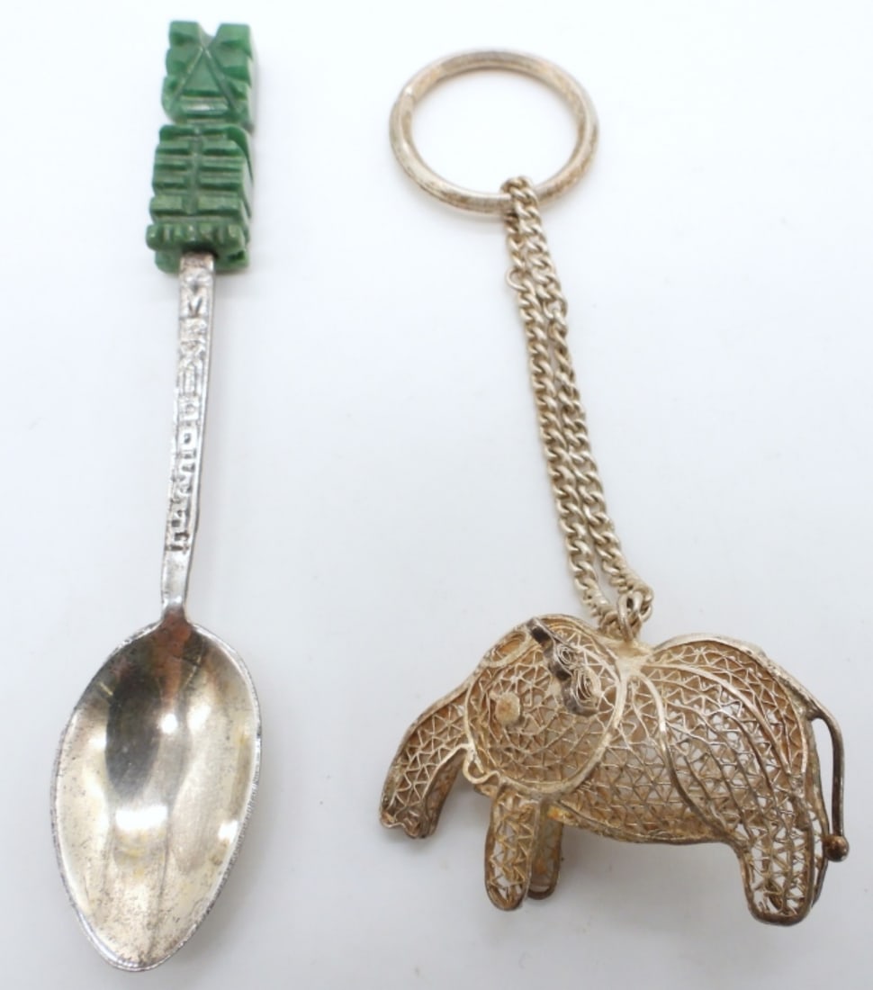JADE AZTEC STERLING SPOON & ELEPHANT (1 of 4)