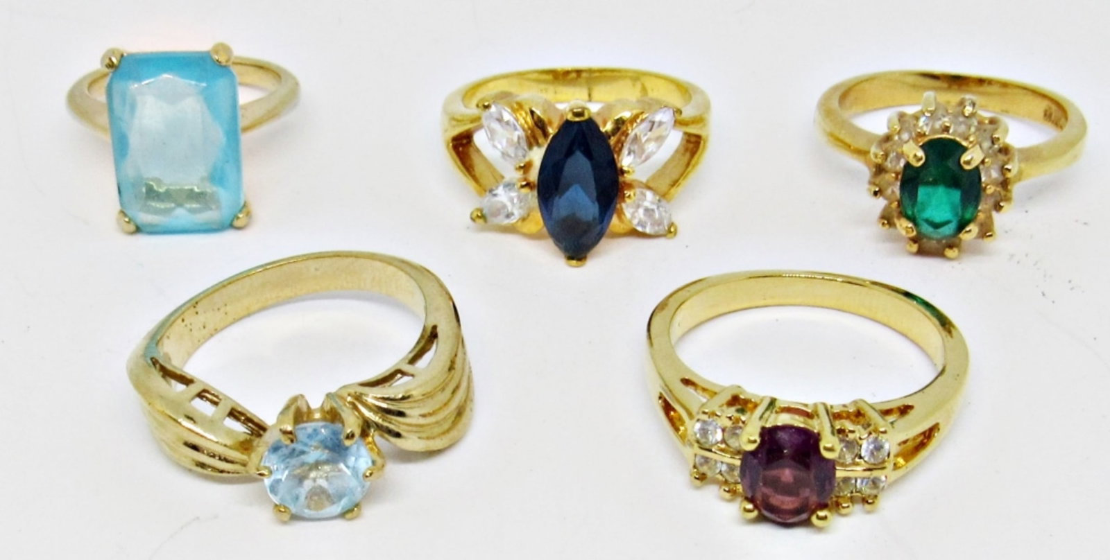 (5) COLOR STONE GOLD TONE WOMEN  RINGS (1 of 4)