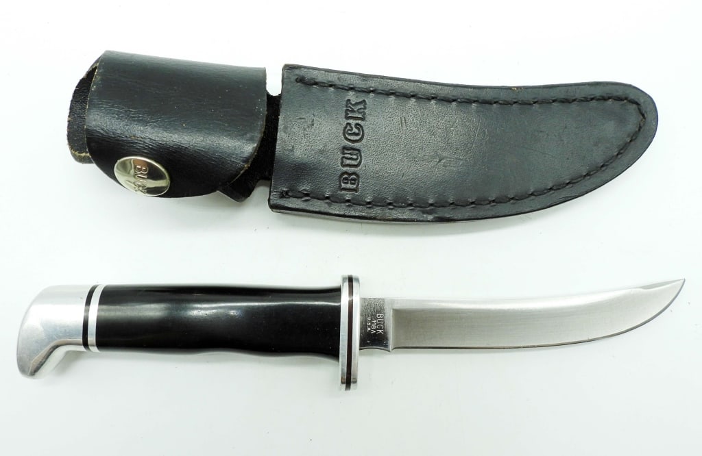 NEW 1988 Buck 118 Fixed Blade Knife & Sheath: New Conditions, 8 1/2" Knife.