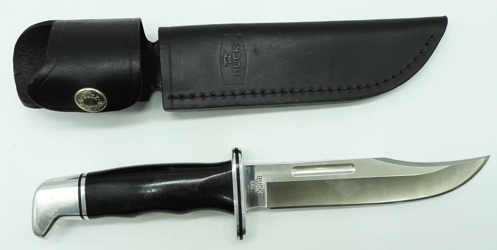 NEW 2020 Buck 119 Fixed Blade Hunting Knife: With Buck 119 Leather Sheath. NEW Condition. 10 1/2" Knife, 11 1/4" Overall.