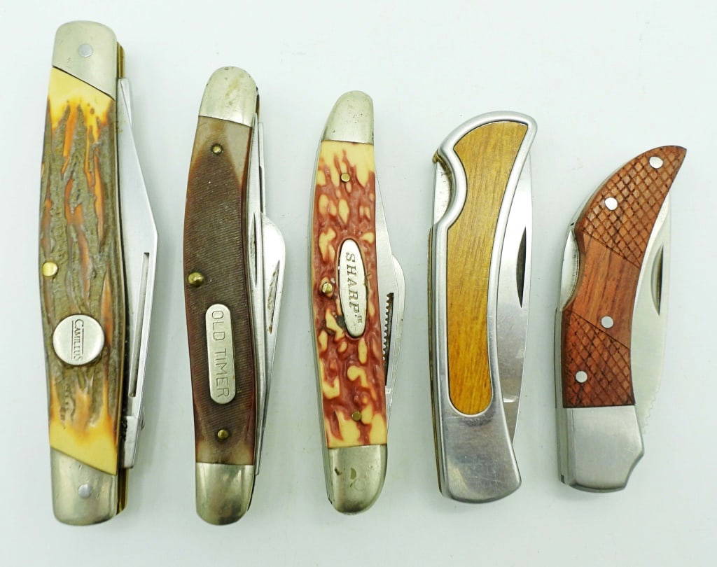 (5) Vintage Folding Pocket Knives; Camillus Ny Auction