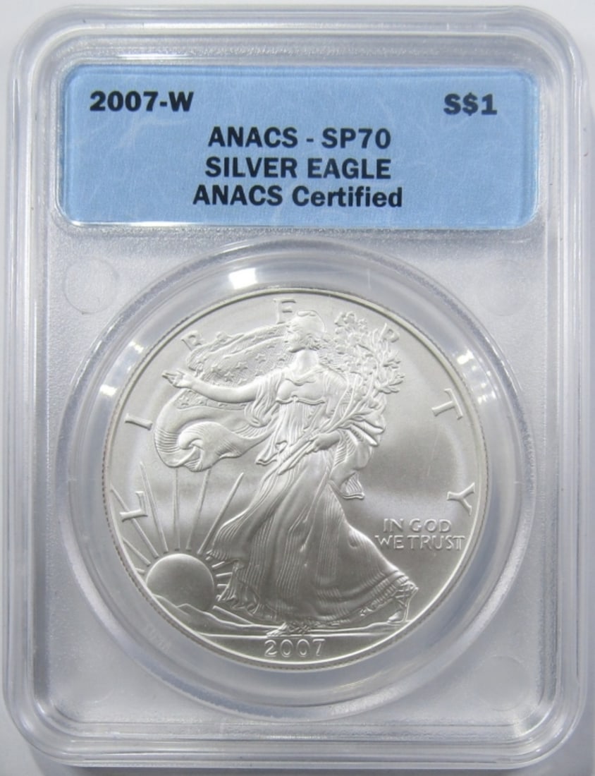2007-W AMERICAN SILVER EAGLE ANACS SP-70 (1 of 4)