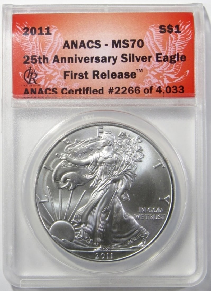 2011 AMERICAN SILVER EAGLE ANACS MS-70 (1 of 4)
