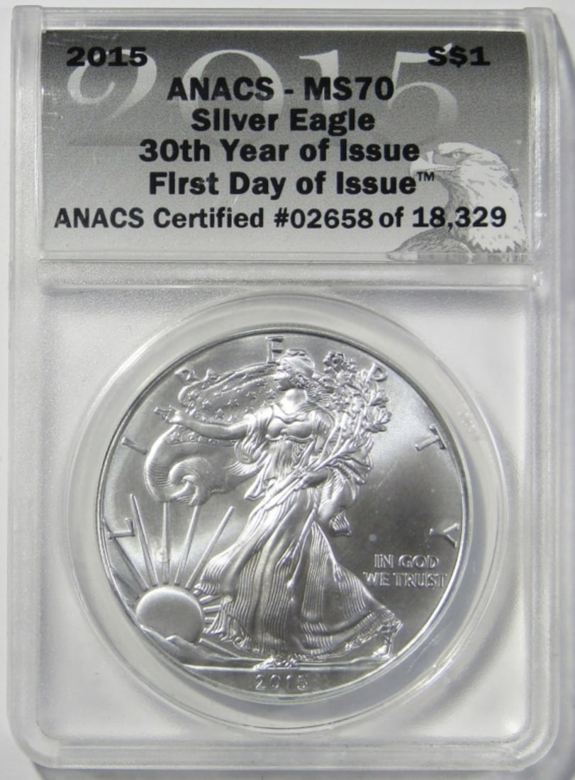 2015 AMERICAN SILVER EAGLE ANACS MS-70 (1 of 4)