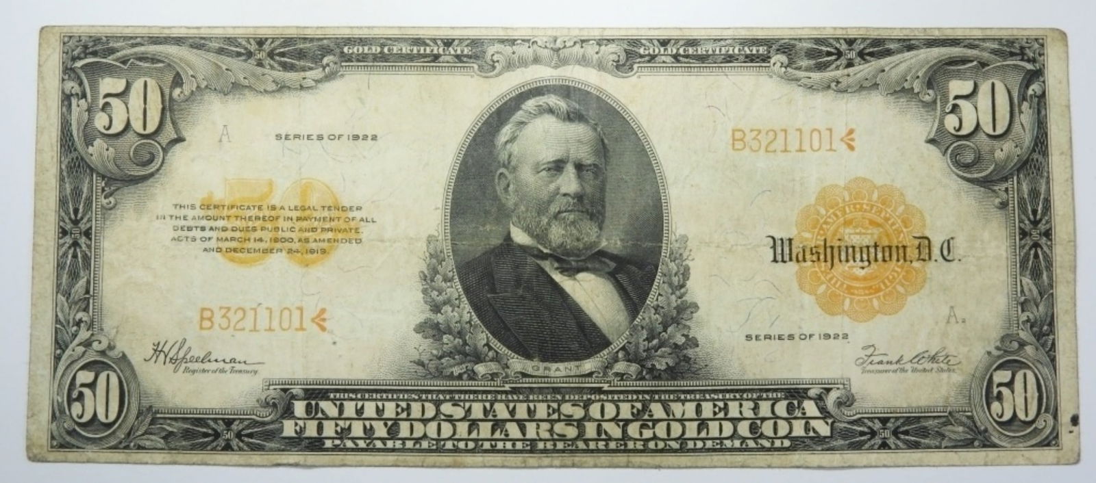1922 $50 GOLD CERTIFICATE (1 of 2)