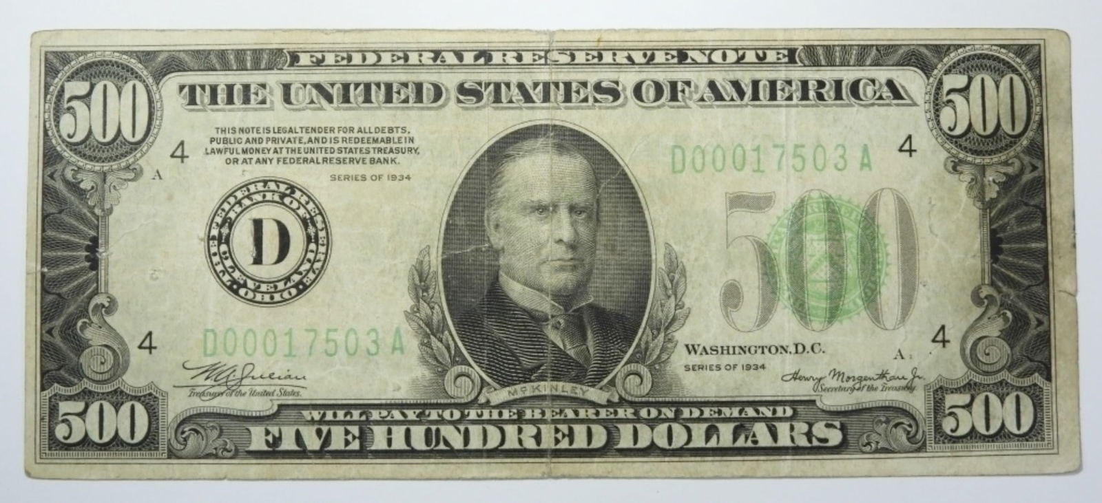 1934 $500 FEDERAL RESERVE NOTE (1 of 2)