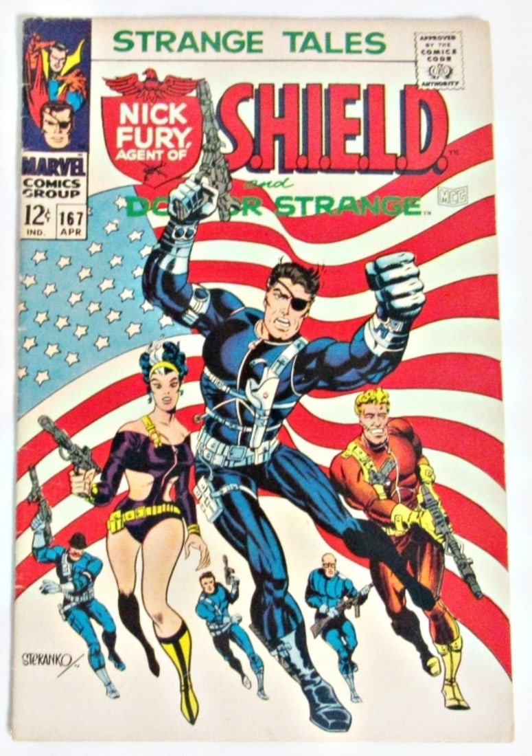STRANGE TALES #167 MARVEL 1968: CLASSIC FLAG COVER VG/F