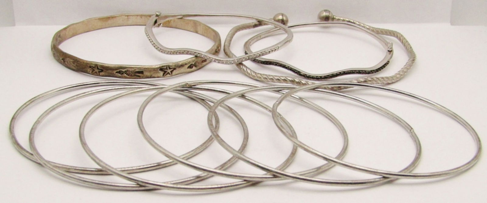 (10) SILVER TONE BRACELETS (1 of 4)
