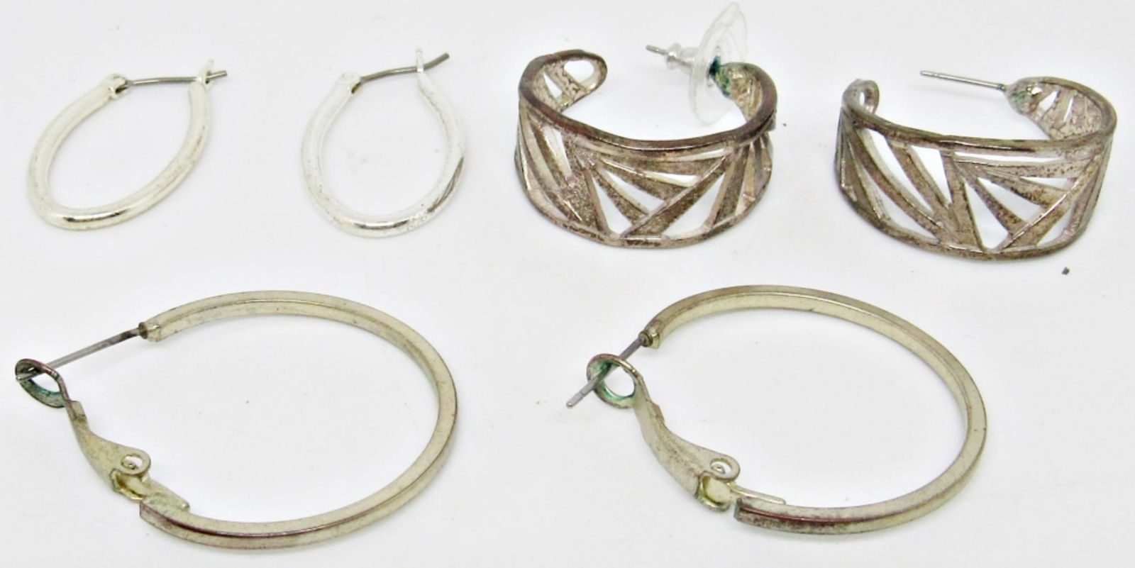 (3) SILVER TONE HOOP EARRINGS (1 of 2)