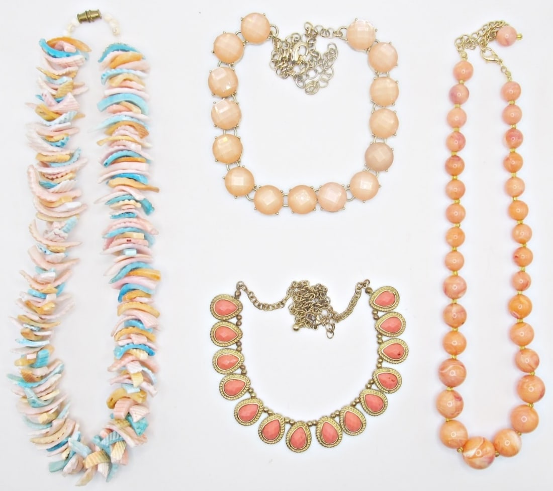 (4) SUMMER COOL MELON COLOR NECKLACES: 16" to 18"