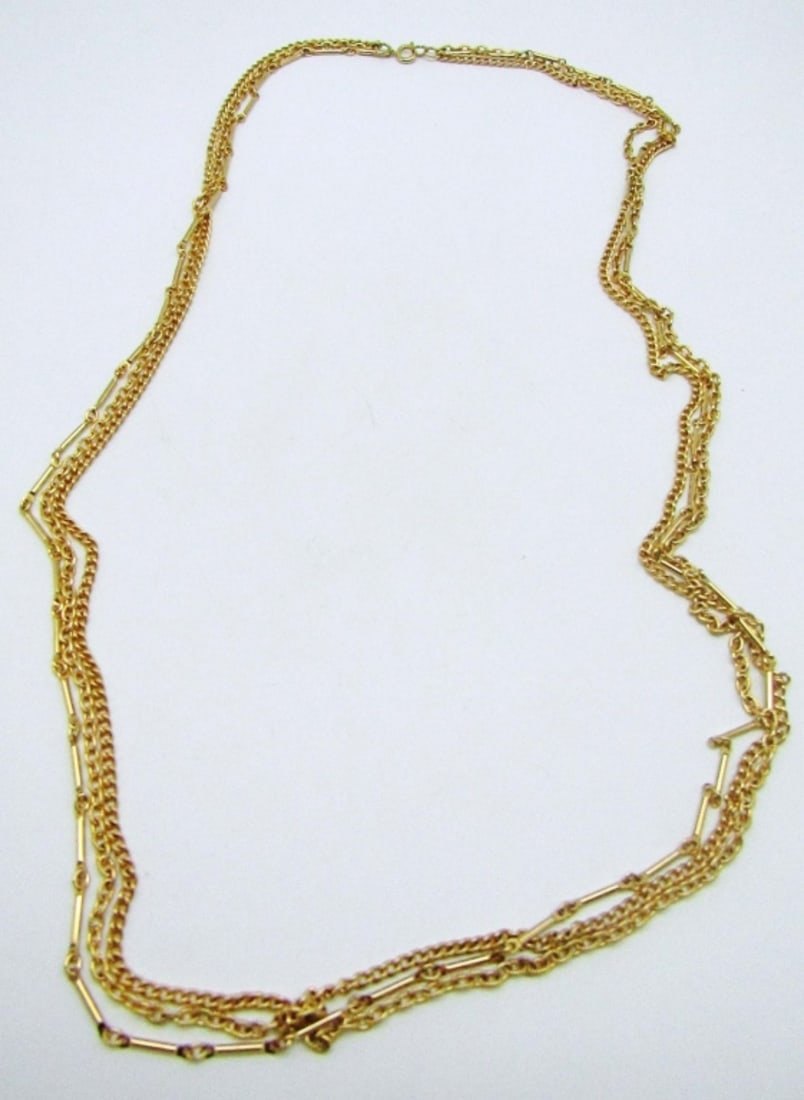GOLD TONE LAYERED NECKLACE: 36IN LENGTH, SPRING CLASP