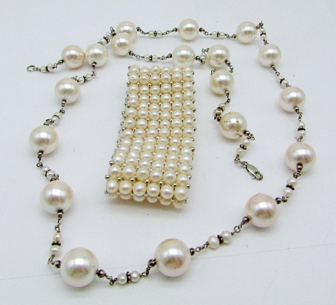 FAUX PEARL NECKLACE AND BRACELET: COSTUME AND FASHION JEWELRY! VINTAGE TO NEW
