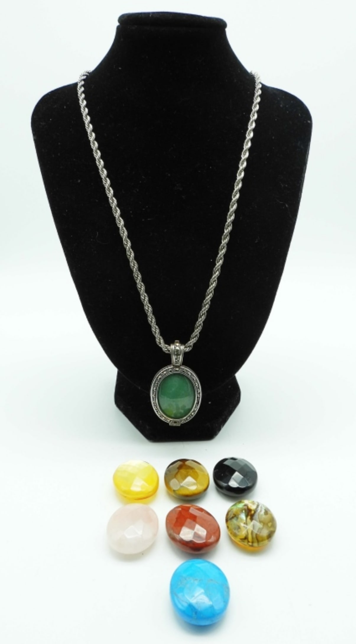 MARCASITE INTERCHANGEABLE GEMSTONE NECKLACE (1 of 5)