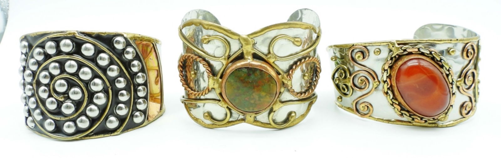 (3) LARGE SILVER CUFF BRACELETS (1 of 4)