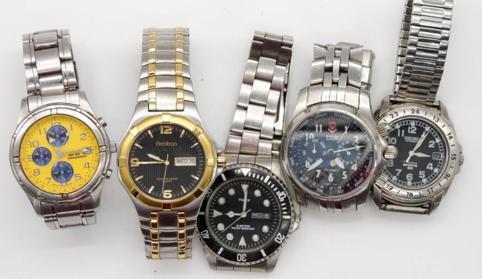(5) MEN DATE WATCHES & CHRONOGRAPH LOT (1 of 2)