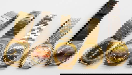 (5) VINTAGE MENS WRIST WATCHES - JUBILEE: TIMEX DYNABEAT, SEIKO ELECTRA, BULOVA ACCUTRON, BULOVA AUTOMATIC - UNTESTED