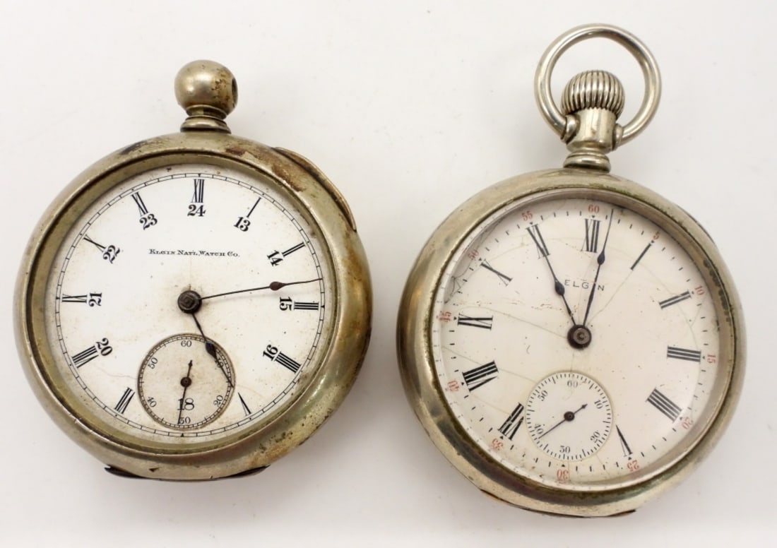 (2) SIZE 18 POCKET WATCHES FOR REPAIR (1 of 8)