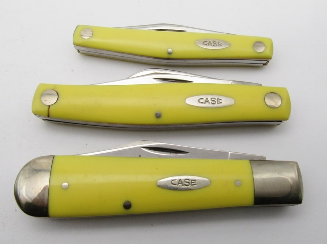(3) Case XX USA Yellow Folding Pocket Knives (1 of 12)