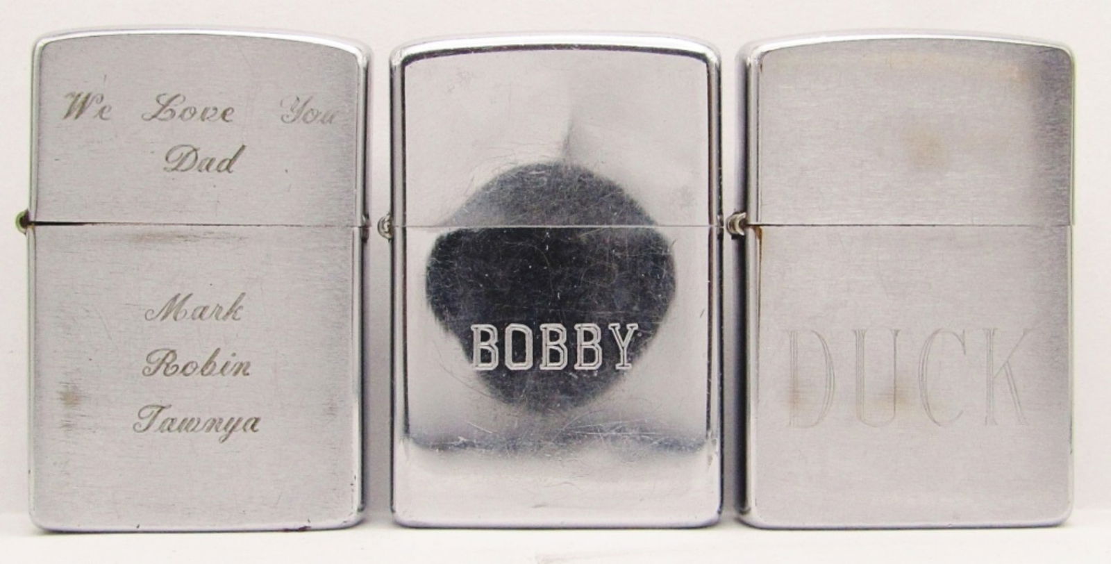 1973, 1984, 1996 Engraved Chrome Zippo Lighters (1 of 9)
