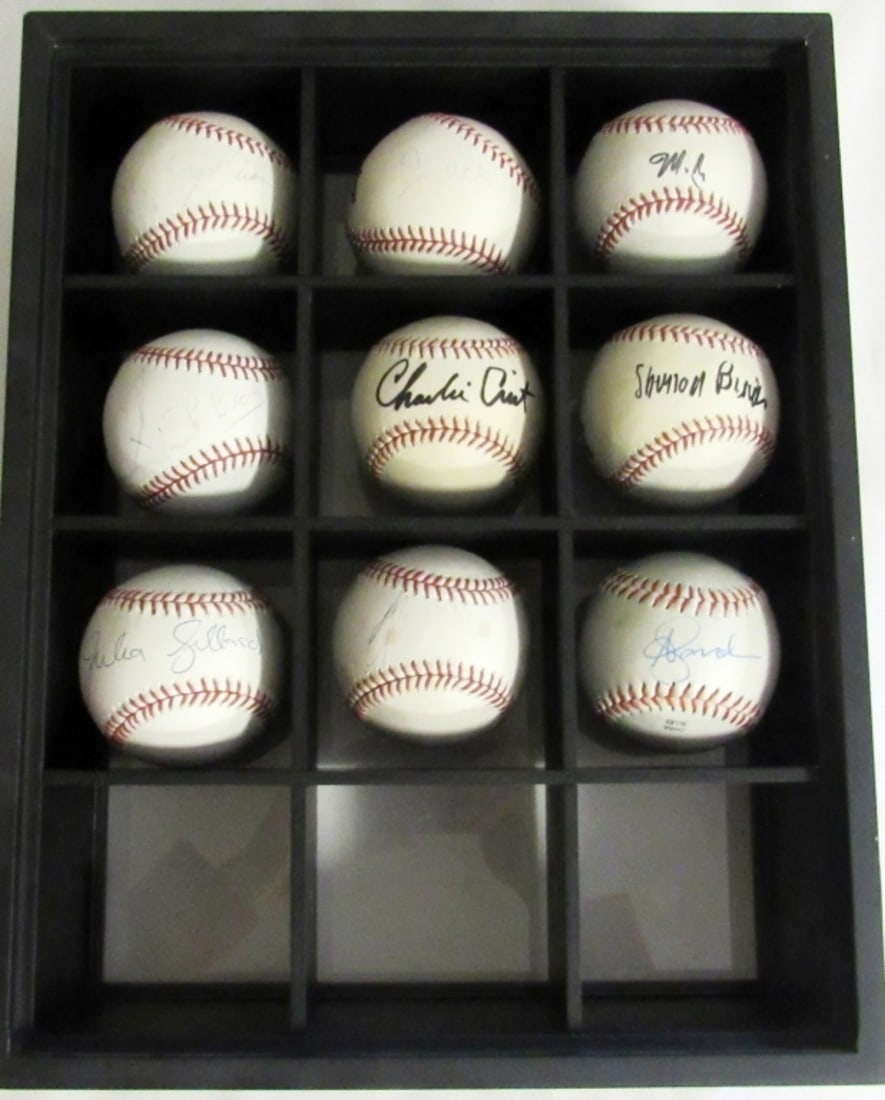 (9) Political Figures Autograph Baseballs in Case (1 of 5)