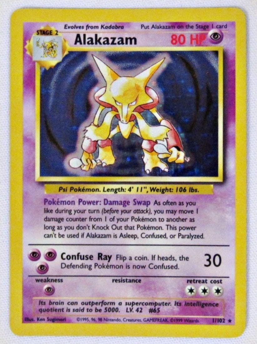 POKEMON ALAKAZAM 1/102 80 HP HOLO (1 of 2)