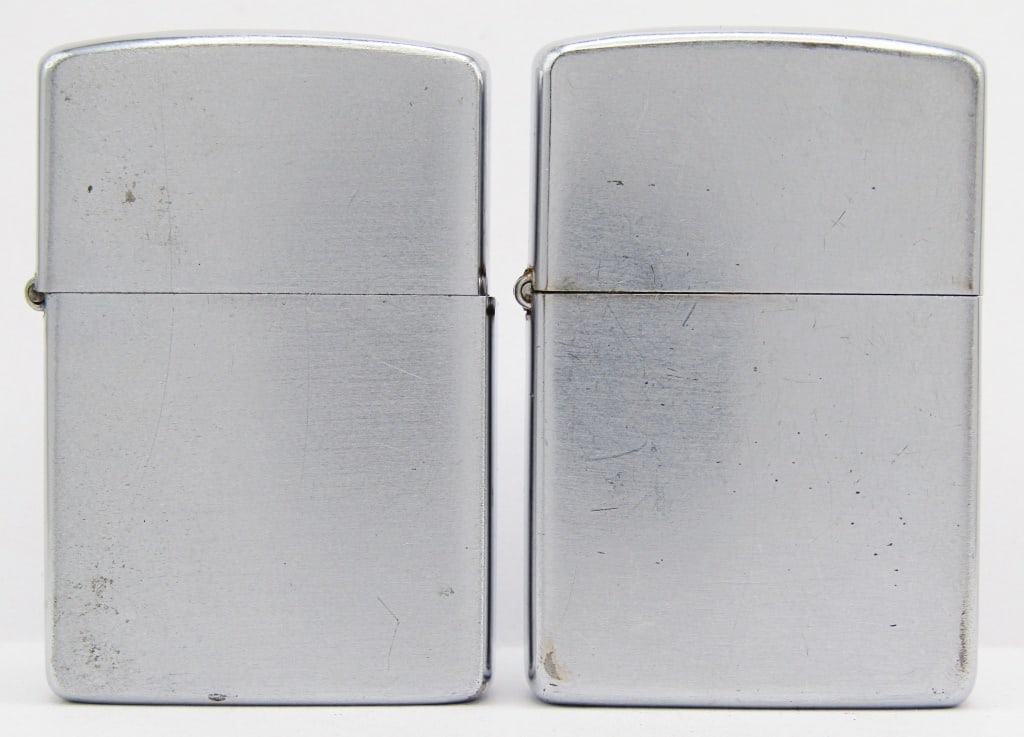 (2) 1953-54 Brushed Chrome Finish Zippos: Used Conditions.