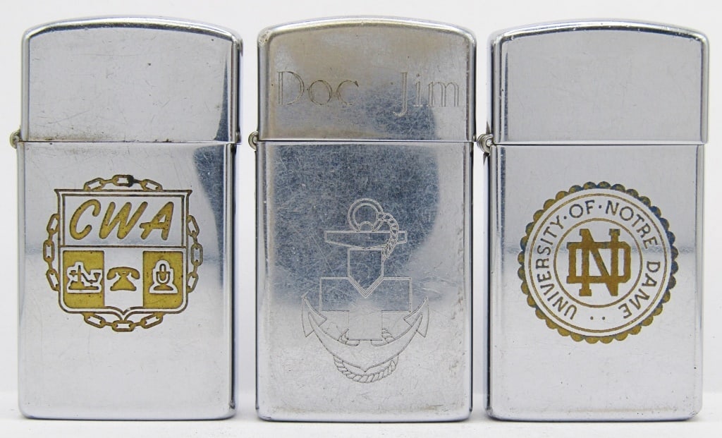 (3) Slim Advertising Zippo Lighters (1 of 4)