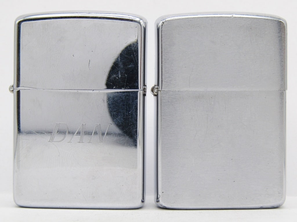 1964 & 1965 Pat. 2517191 Zippo Lighters: 1965 "Dan" on Front, "Carole Joe 10-23-65" on Back; Both Used Conditions.