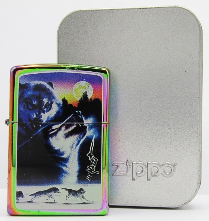2008 Unfired Untamed Mazzi Spectrum Zippo: Unfired Zippo Lighter in Tin.