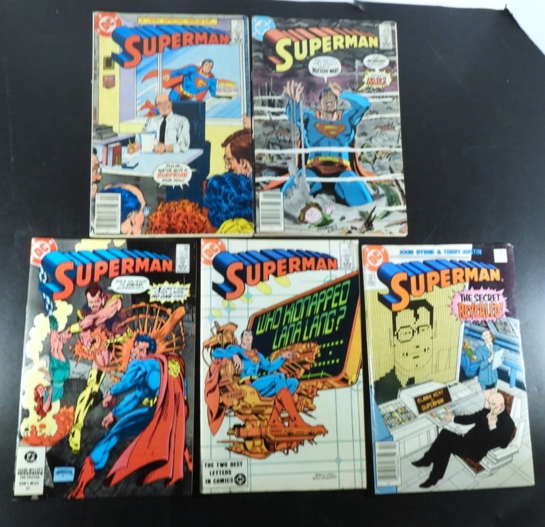 LOT OF 5 VINTAGE 1980'S SUPERMAN COMICS: SUPERMAN ISSUES #2, #391, #392, #408, #411; NICE OVERALL CONDITION