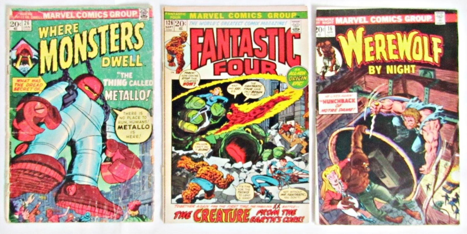 (3) MARVEL 20c COMICS 1972-'74 FANTASTIC FOUR (1 of 3)