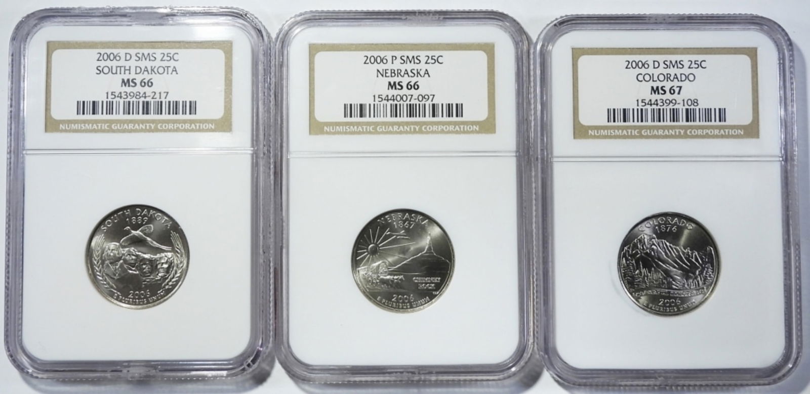 (3) 2006 SMS STATE QUARTERS NGC GRADED: (1 of 2)