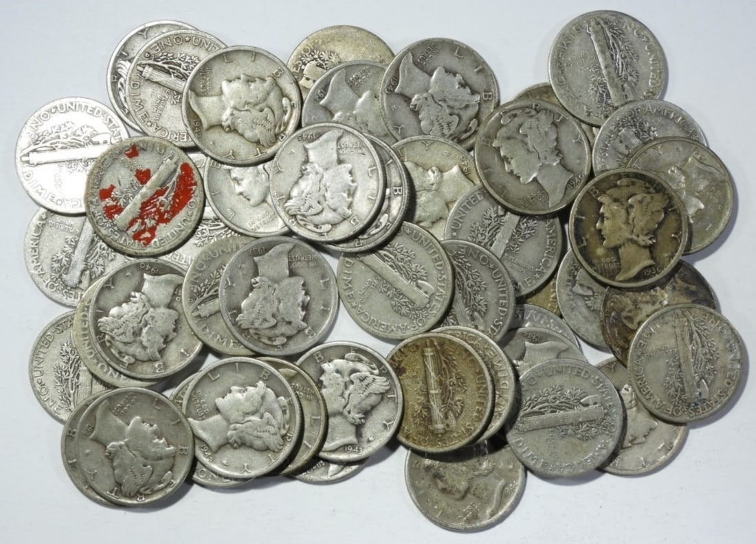 (50) MIXED DATE MERCURY SILVER DIMES (1 of 2)