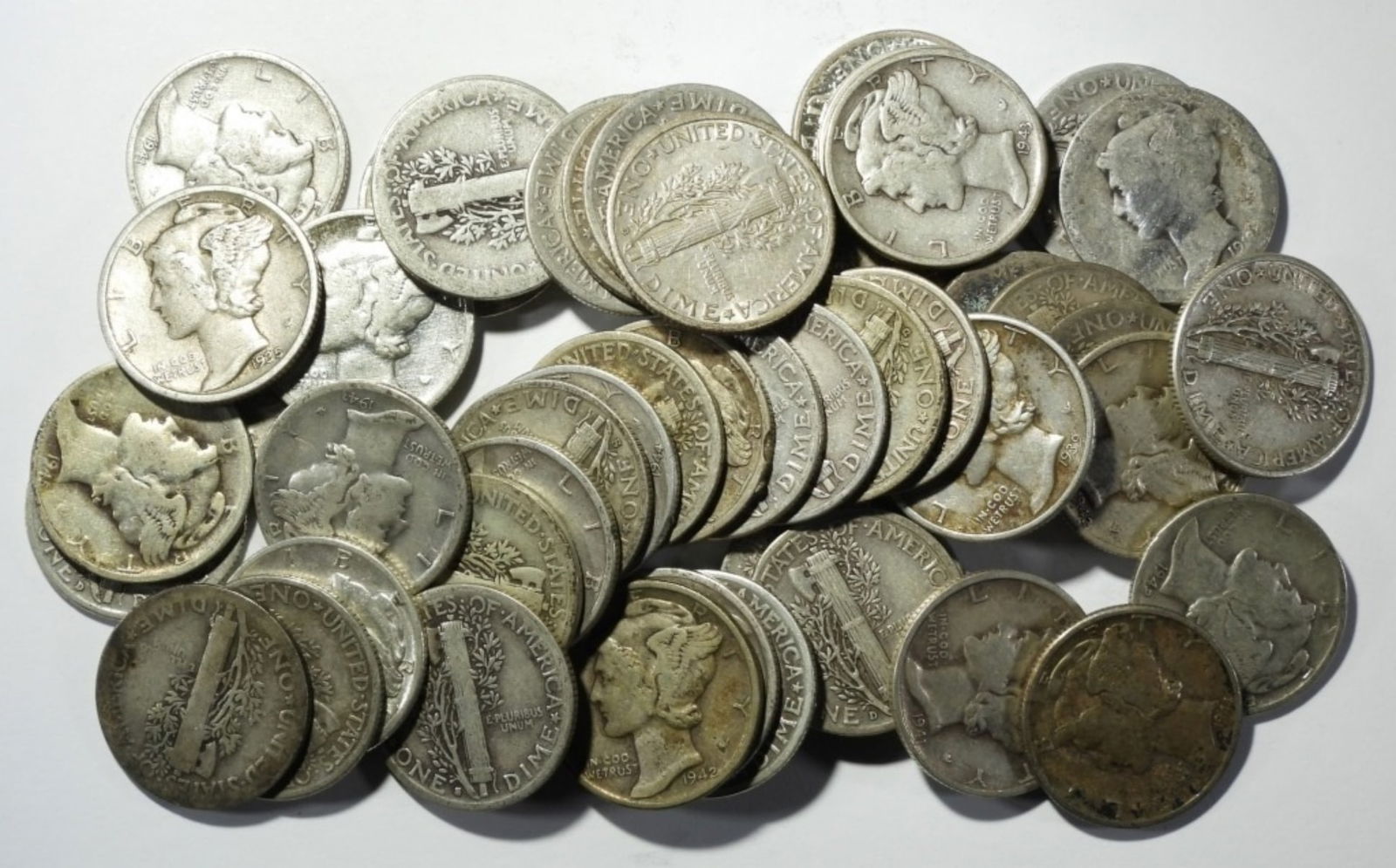 (50) MIXED DATE MERCURY SILVER DIMES (1 of 2)