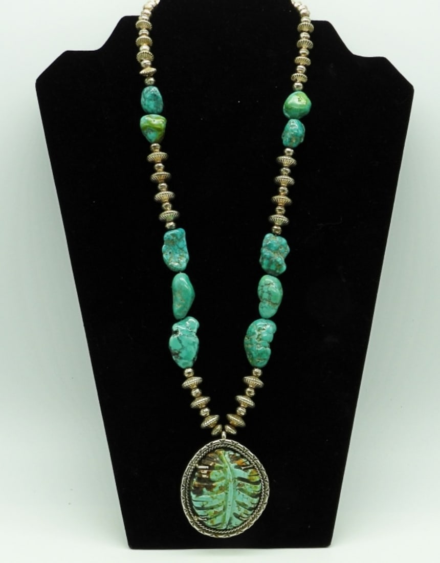 SOUTHWEST STERLING TURQUOISE NECKLACE (1 of 4)