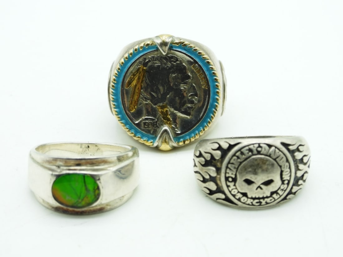 (3) STERLING MENS RINGS (1 of 8)