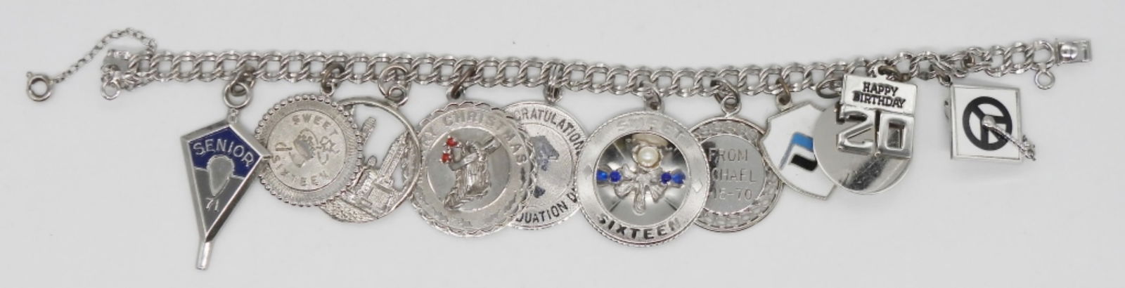 STERLING CHARM BRACELET - 11 CHARMS (1 of 4)