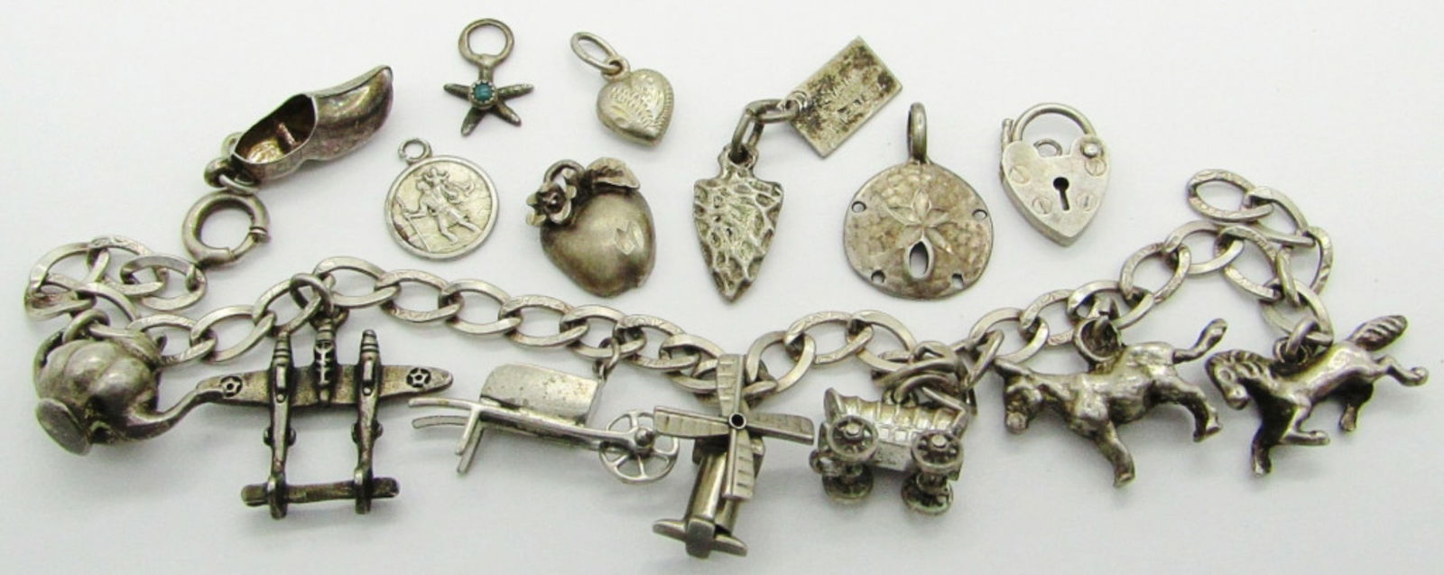 Sterling Silver Charm Bracelet With 15 Charms (1 of 4)