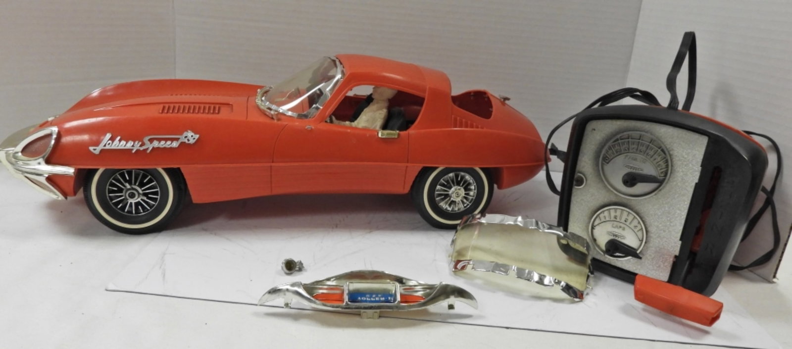 1966 Topper Toys Johnny Speed Red Jaguar: Remote Control Car For parts Or Repair